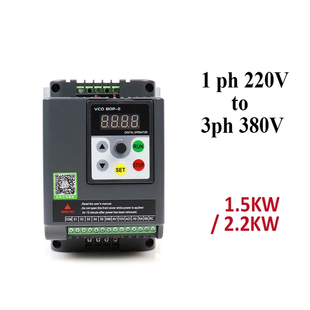 Biến tần biến đổi tần số biến tần VFD & đầu vào chuyển đổi đơn 220V để xuất ra 3 giai đoạn 380V 1.5kW 2.2kW