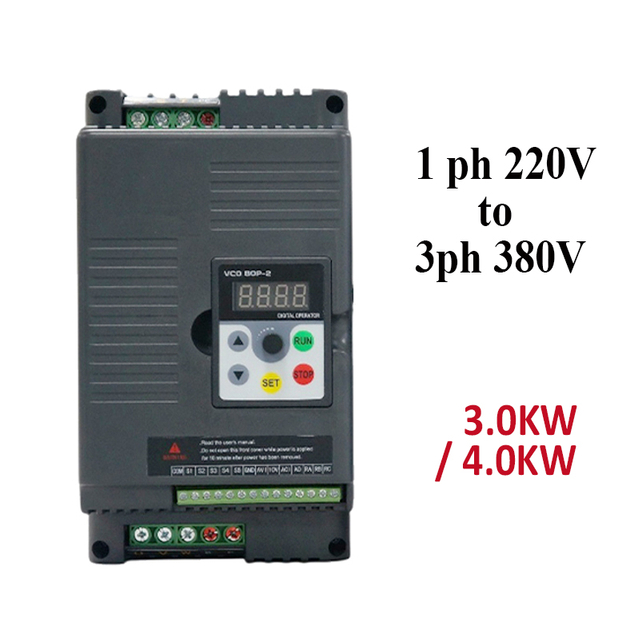 Variable Frequency Drive VFD Inverter&Converter Input Single Phase 220V to Output 3 Phases 380V 3KW 4KW