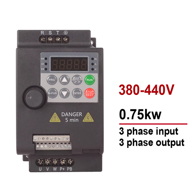 VFD Variable Frequency Drive 380V 0.75KW Input 3 Phase to Output 3 Phase Motor Speed Controller