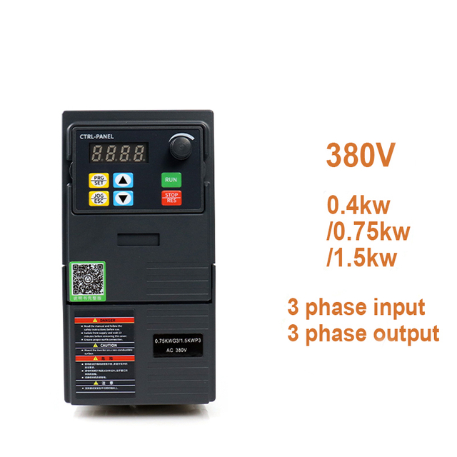 VFD Variable Frequency Drive 380V 0.4KW 0.75KW 1.5KW Input 3 Phases to Output 3 Phases