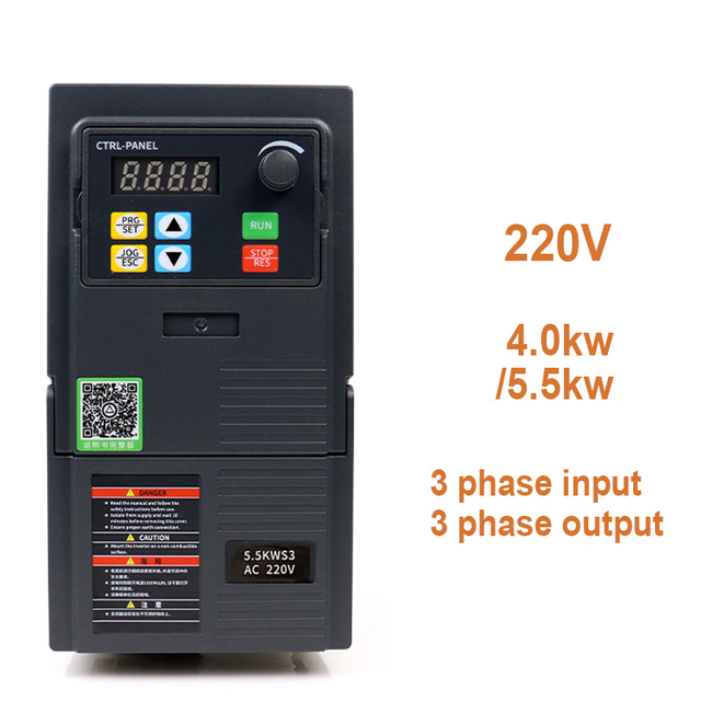 VFD Variable Frequency Drive 220V 4.0KW 5.5KW Input 3 Phases to Output 3 Phases