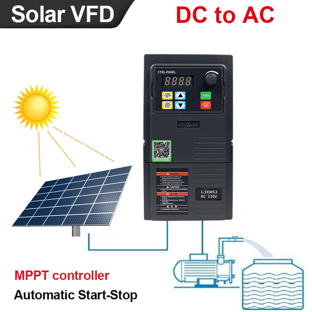 सौर पानी पंप चर आवृत्ति ड्राइव VFD इन्वर्टर और कनवर्टर 220V 0.75kW 1.5kW 2.2kW इनपुट 1 चरण आउटपुट 3 चरणों